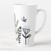 Tasse Latte Floral Whimsical moderne Nom personnalisé (Droite)