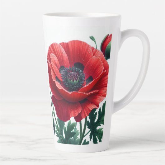 Tasse Latte Flore de pavot rouge (Droite)