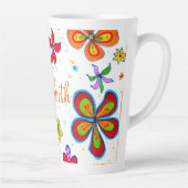 Tasse Latte Flore retro dessiné à la main personnalisée (Droite)