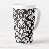Tasse Latte Flourissant Damask Art I Cream sur Black (Angle droit)