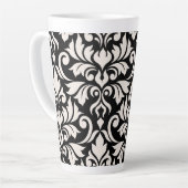 Tasse Latte Flourissant Damask Art I Cream sur Black (Angle gauche)