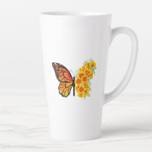 Tasse Latte Flower Butterfly with Yellow California Poppy (Droite)