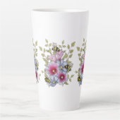 Tasse Latte Flowers and Bees, Freehand Botanical Art (Devant)