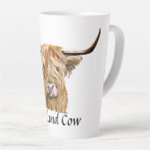 Tasse Latte Fluffy Red Highland Cow Art numérique original  (Angle droit)