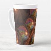 Tasse Latte Fluorescent coloré Abstrait Trippy Brown Fractal (Angle gauche)