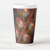 Tasse Latte Fluorescent coloré Abstrait Trippy Brown Fractal (Devant)