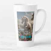 Tasse Latte Flux Unicorne Blanc Personnalisé (Droite)