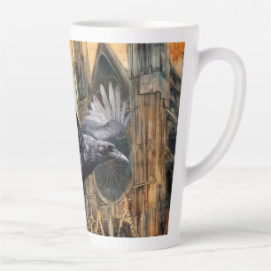 Tasse Latte Flying Raven et la cathédrale gothique médiévale