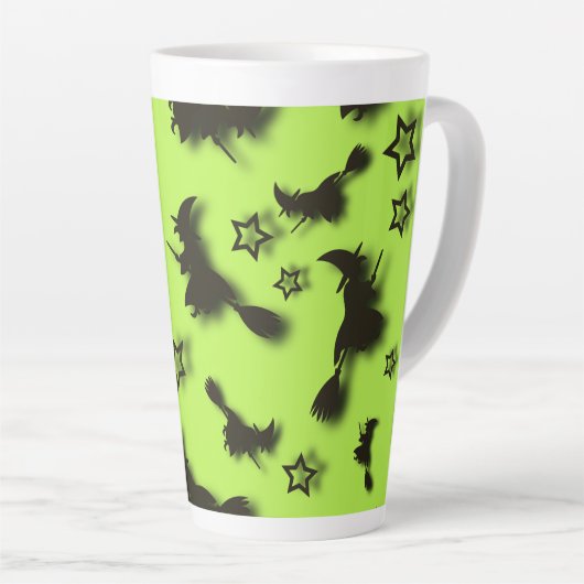 Tasse Latte Flying witch among stars at Halloween night 3D  (Angle droit)