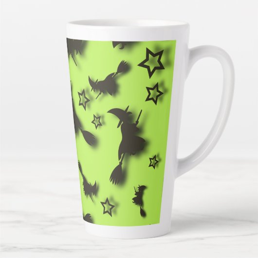 Tasse Latte Flying witch among stars at Halloween night 3D  (Droite)