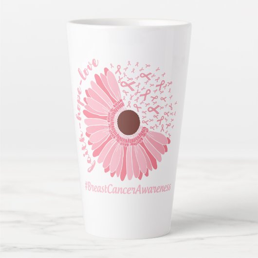 Tasse Latte Foi, Espoir, Amour - Sensibilisation au cancer du (Devant)