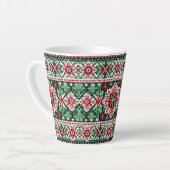 Tasse Latte Foire de Noël/hiver île rouge et verte (Angle gauche)