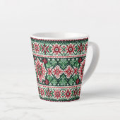 Tasse Latte Foire de Noël/hiver île rouge et verte (Angle droit)