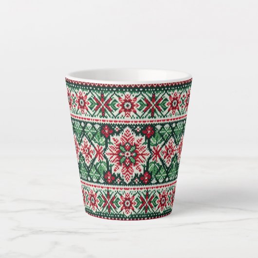 Tasse Latte Foire de Noël/hiver île rouge et verte (Devant)