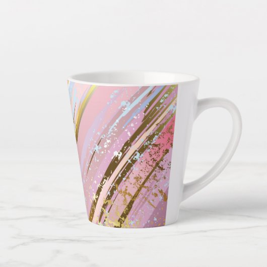 Tasse Latte Fond rose texturé (Droite)