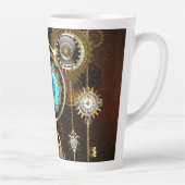 Tasse Latte Fond rouillé Steampunk avec verres turquoise (Droite)