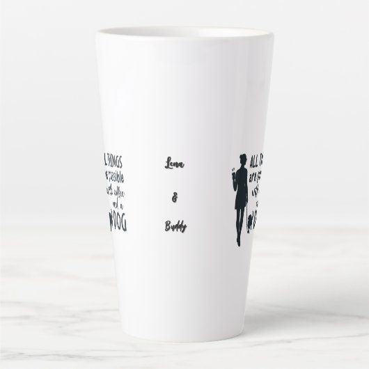 Tasse Latte For coffee and dog lovers: customizable (Devant)
