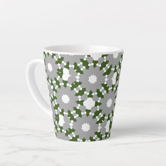 Tasse Latte Forest Green Grey White Cercles connectés Motif (Angle gauche)