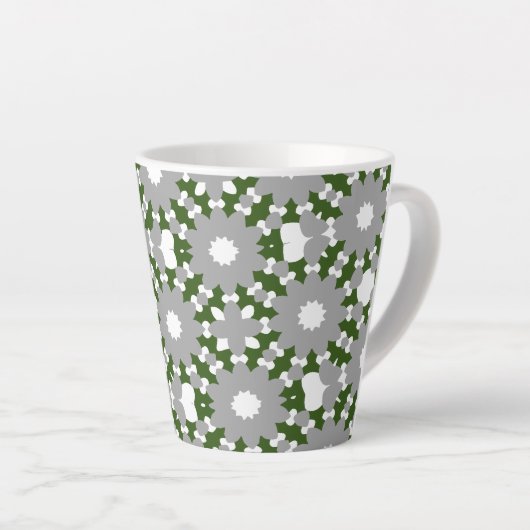 Tasse Latte Forest Green Grey White Cercles connectés Motif (Angle droit)