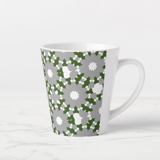 Tasse Latte Forest Green Grey White Cercles connectés Motif (Droite)
