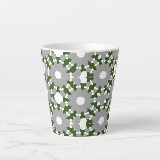 Tasse Latte Forest Green Grey White Cercles connectés Motif (Devant)