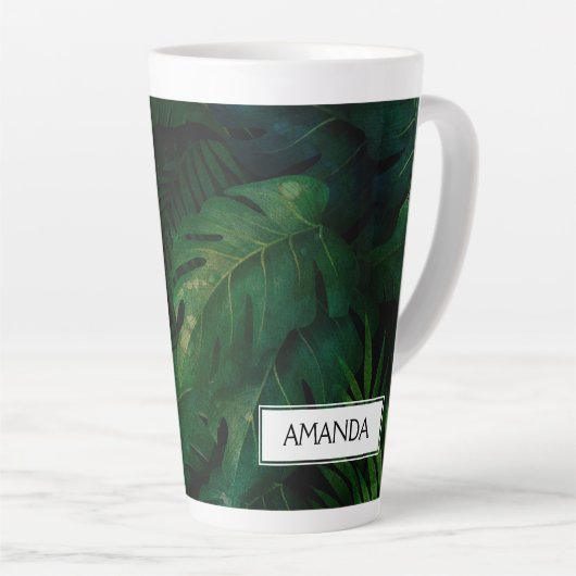 Tasse Latte Forêt tropicale tropicale feuillage vert (Angle droit)