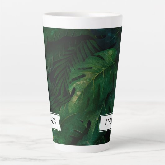 Tasse Latte Forêt tropicale tropicale feuillage vert (Devant)