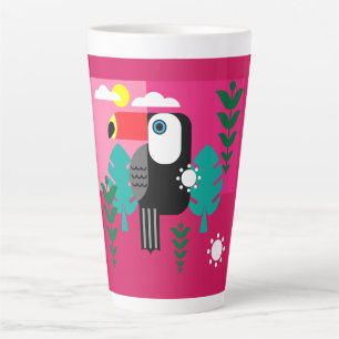 Tasse Latte Forêt tropicale tropicale Toucan