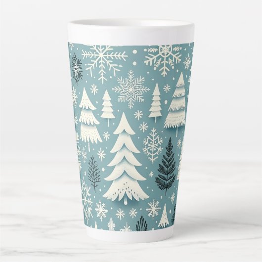 Tasse Latte Forêt Whimsy d'hiver (Devant)