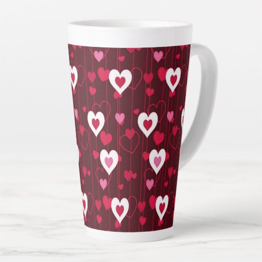 Tasse Latte Forever Love Red Hearts (Angle droit)
