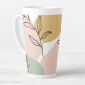 Tasse Latte Formes Abstraites et Feuilles de croquis botanique (Angle gauche)