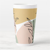 Tasse Latte Formes Abstraites et Feuilles de croquis botanique (Devant)