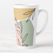 Tasse Latte Formes Abstraites et Feuilles de croquis botanique (Droite)