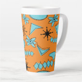 Tasse Latte Formes atomiques MCM Turquoise sur orange (Angle droit)