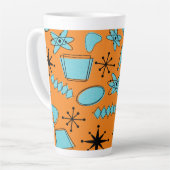 Tasse Latte Formes atomiques MCM Turquoise sur orange (Angle gauche)