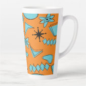 Tasse Latte Formes atomiques MCM Turquoise sur orange (Droite)
