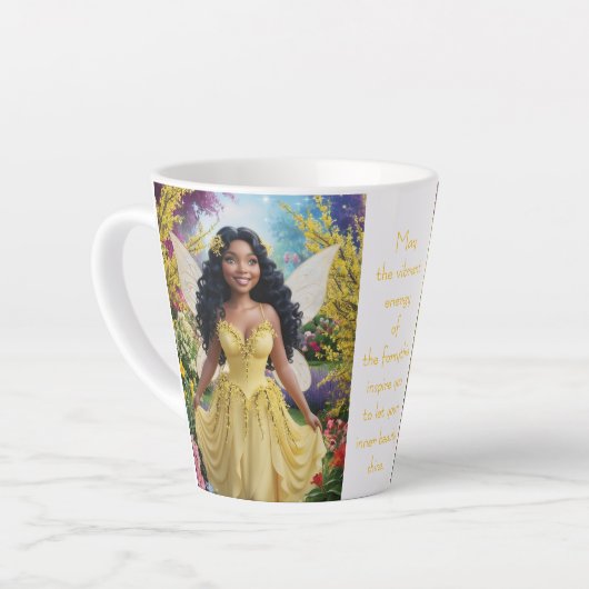 Tasse Latte Forsythia Fairy (Angle gauche)