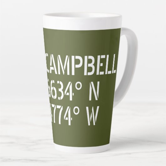 Tasse Latte Fort Campbell Latitude Longitude (Angle droit)