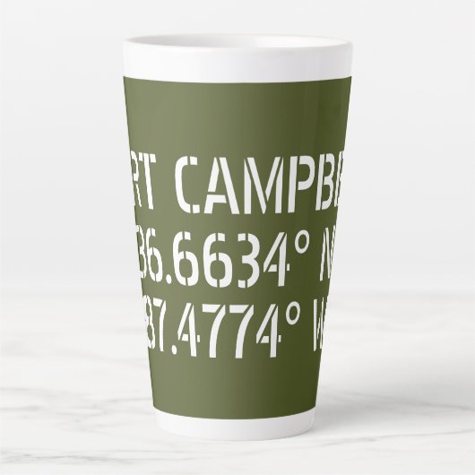 Tasse Latte Fort Campbell Latitude Longitude (Devant)