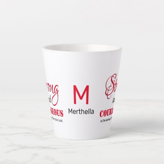 Tasse Latte FORTE FEMME COURAGEUSE MONogramme chrétien (Devant)