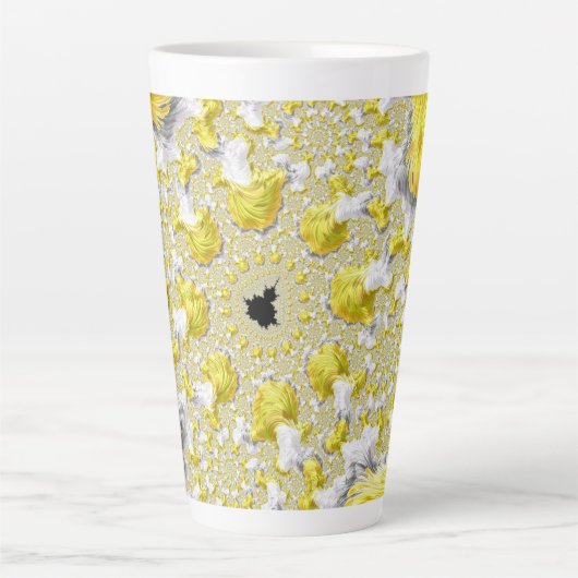 Tasse Latte Fractale dorée abstraite (Devant)