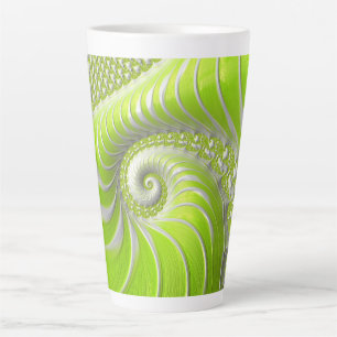 Tasse Latte Fractale en spirale verte citron moderne abstraite