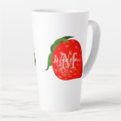Tasse Latte Fraise Power Girl Monogramme Nom initial (Angle droit)