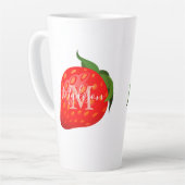 Tasse Latte Fraise Power Girl Monogramme Nom initial (Angle gauche)