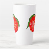 Tasse Latte Fraise Power Girl Monogramme Nom initial (Devant)