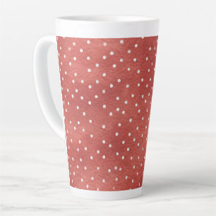 Tasse Latte Fraise Rouge Points Blancs