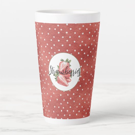 Tasse Latte Fraises à points rouges et blancs (Devant)