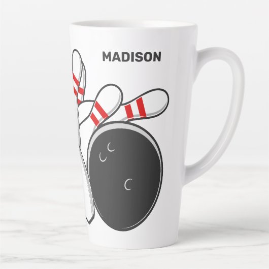 Tasse Latte Frappe Bowling Nom Personnalisé (Droite)