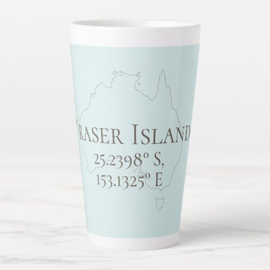 Tasse Latte Fraser Island Australie Latitude & Longitude (Devant)