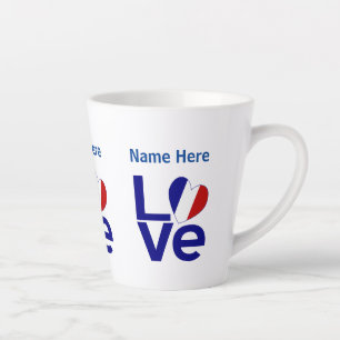Tasse Latte French Blue LOVE Gearr Drapeau Personnalisé